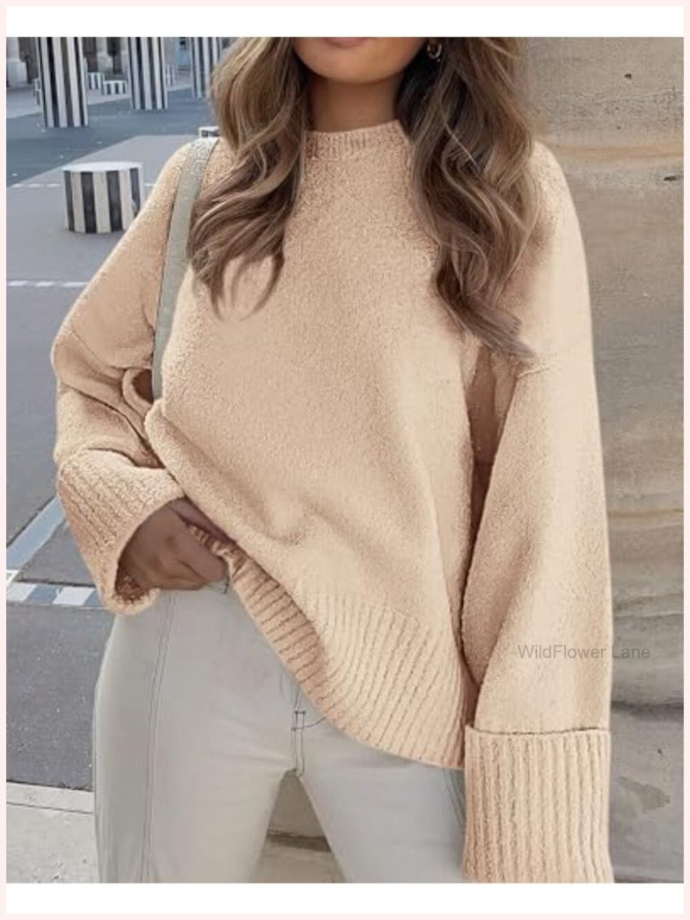 Women's Oversized Fuzzy Crewneck Pullover Sweater Long Sleeve Cozy Fall Chunky - Picture 3 of 6